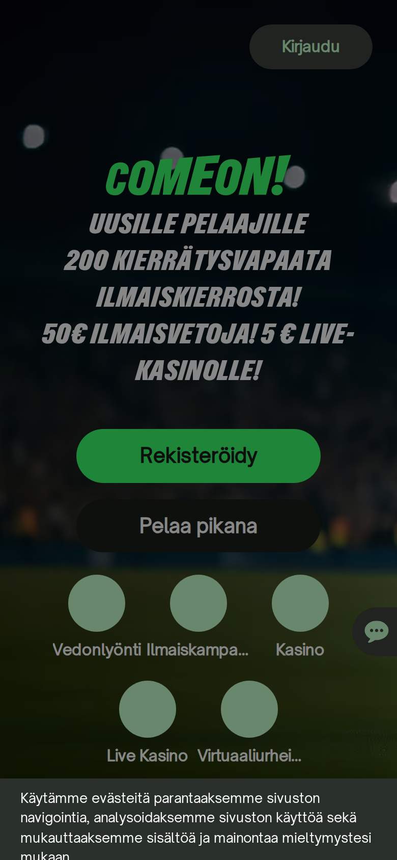 ComeOn — etusivu