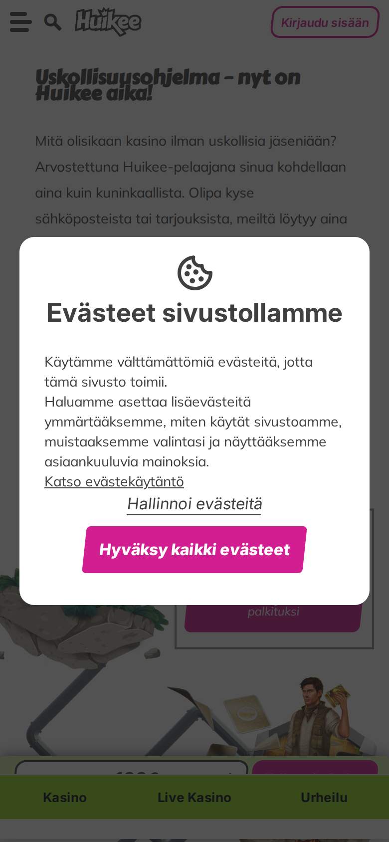 Huikee — tarjoussivu