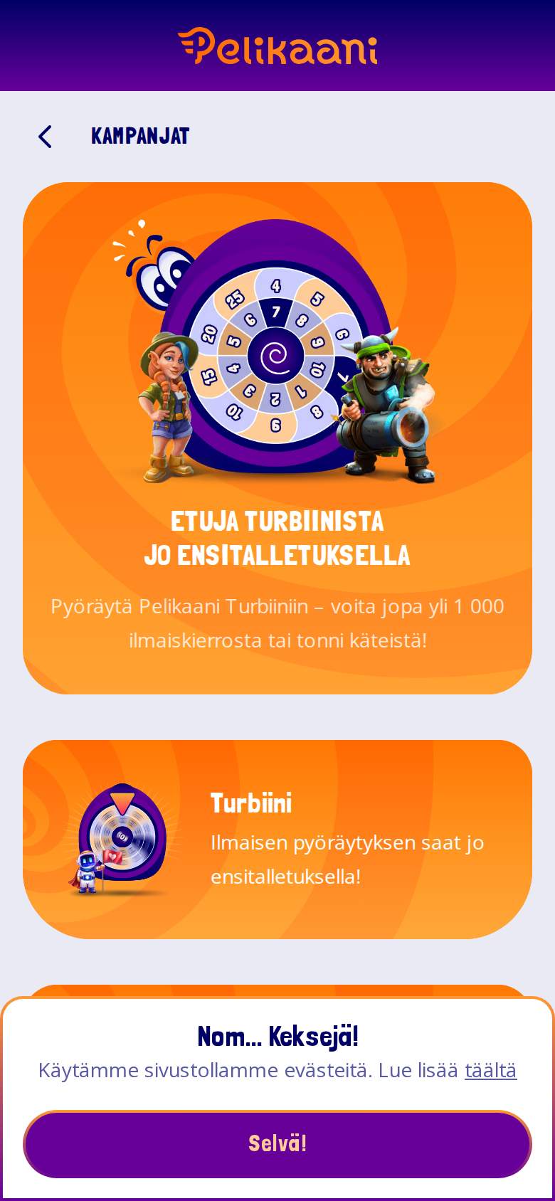 Pelikaani — tarjoussivu