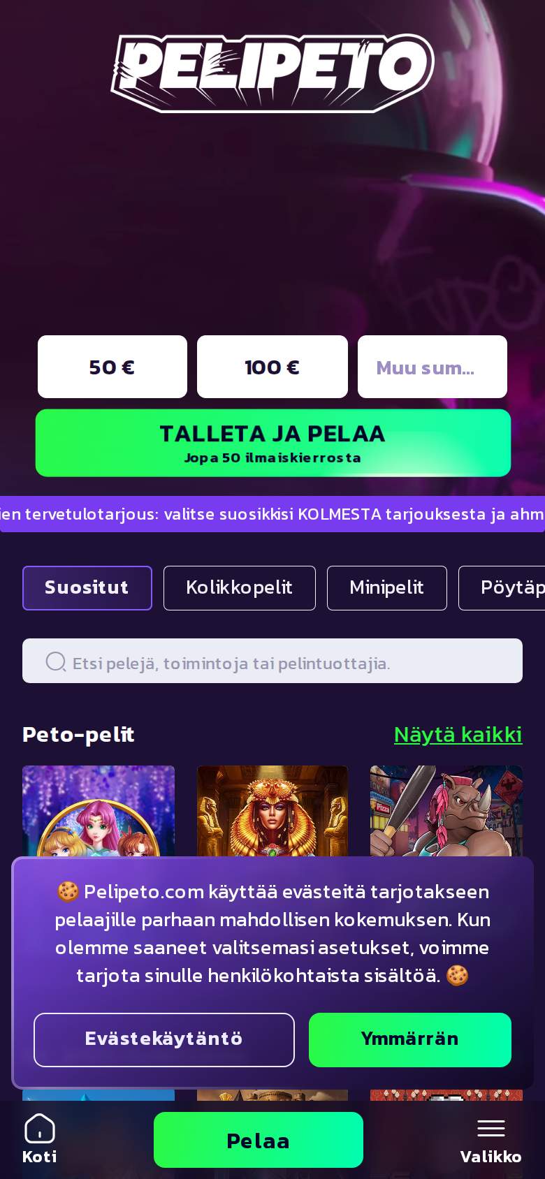 Pelipeto — etusivu