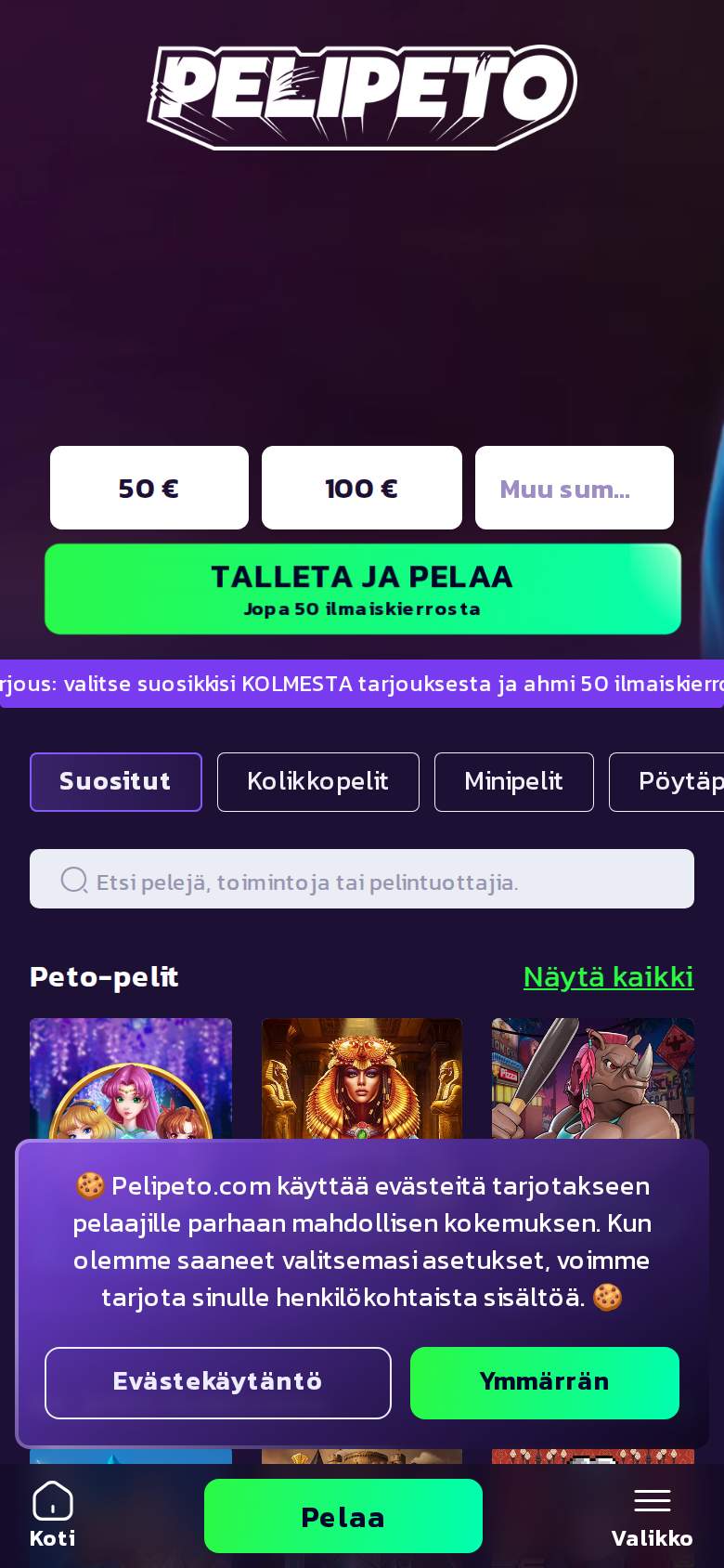 Pelipeto — rekisteröityminen